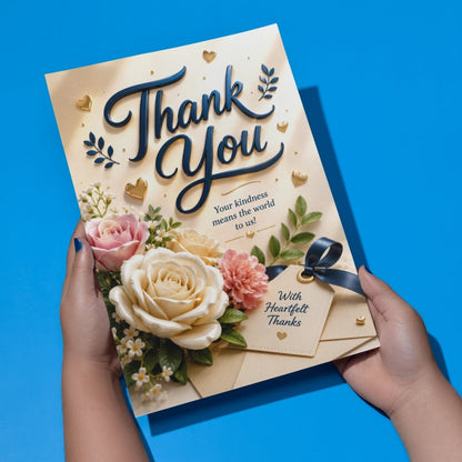 Thank You Greeting Card, Multiple Sizes, Printed on Photo Paper