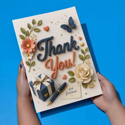 Thank You Greeting Card, Multiple Sizes, Printed on Photo Paper