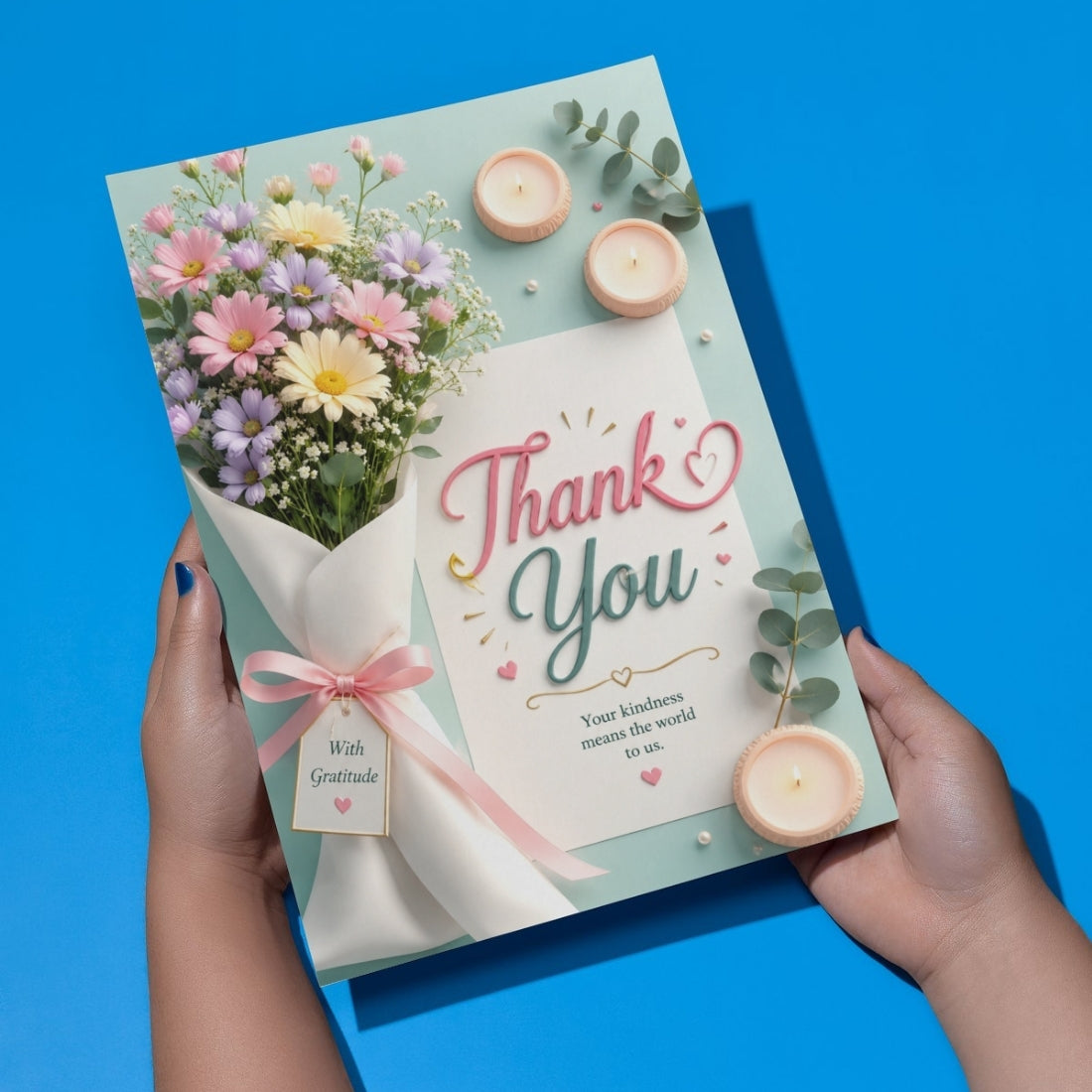 Thank You Greeting Card, Multiple Sizes, Printed on Photo Paper