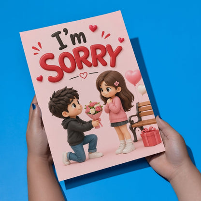 Sorry Greeting Card for Her, Multiple Sizes, Printed on Photo Paper