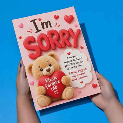 Sorry Greeting Card, Multiple Sizes, Printed on Photo Paper