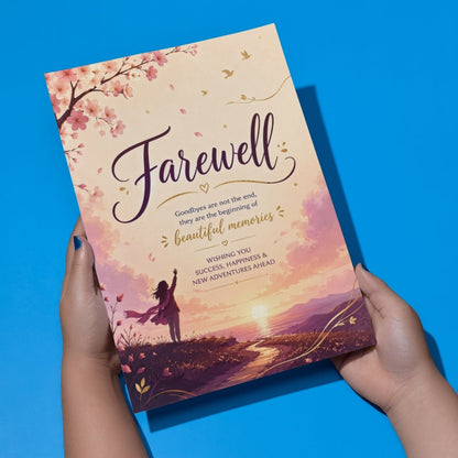 Farewell Greeting Card, Multiple Sizes, Printed on Photo Paper, Pre-Printed Wishes