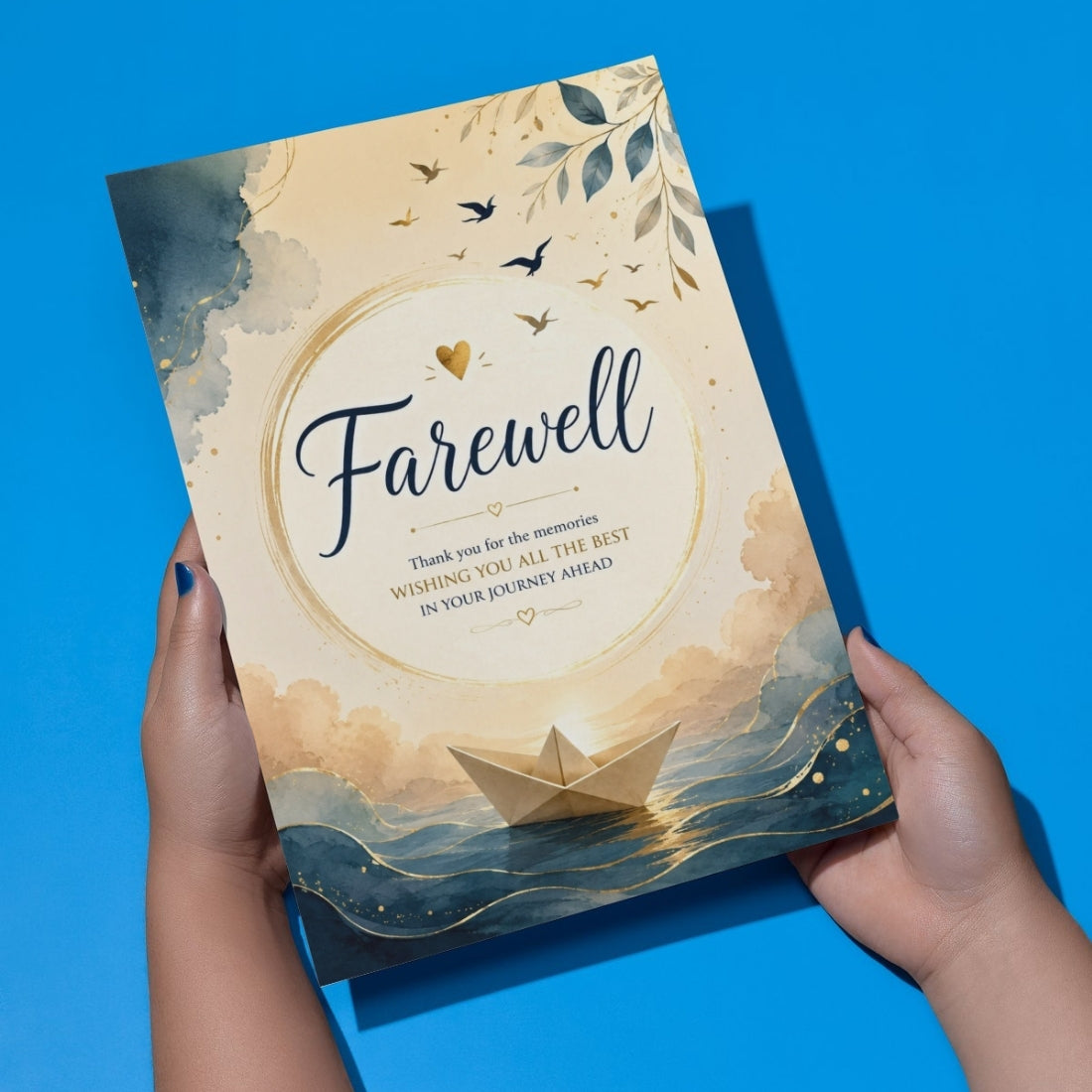 Farewell Greeting Card, Multiple Sizes, Printed on Photo Paper, Pre-Printed Wishes