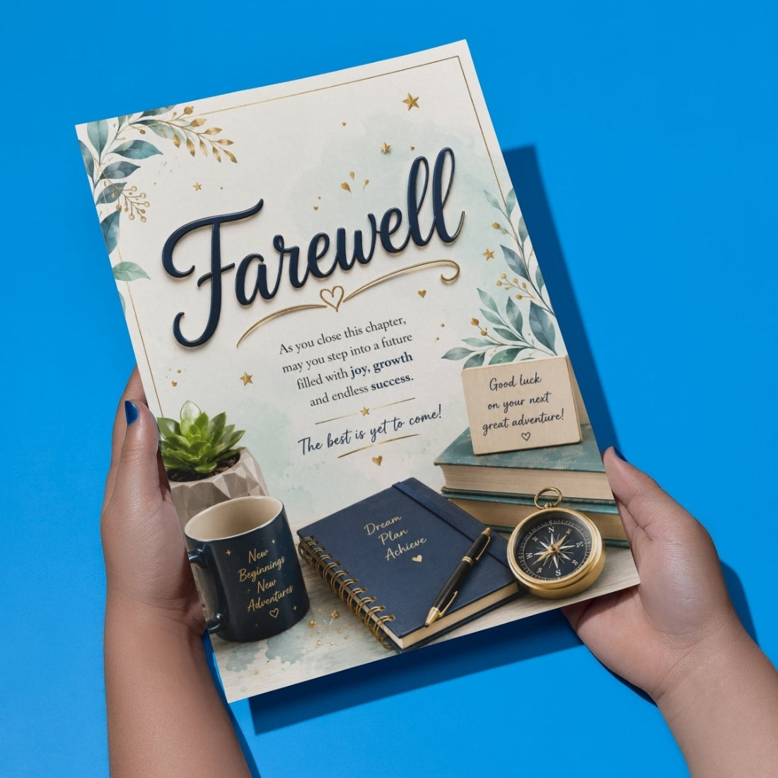 Farewell Greeting Card, Multiple Sizes, Printed on Photo Paper, Pre-Printed Wishes