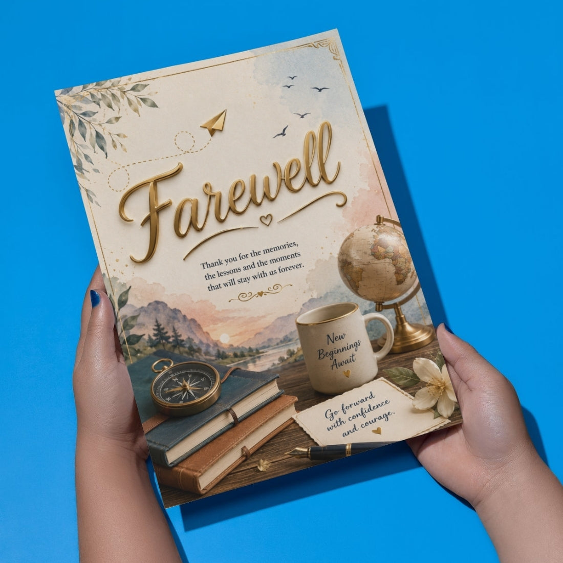 Farewell Greeting Card, Multiple Sizes, Printed on Photo Paper, Pre-Printed Wishes