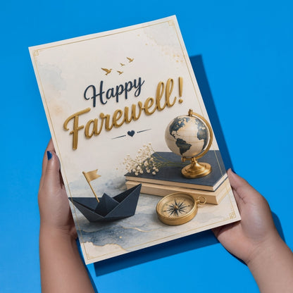 Farewell Greeting Card, Multiple Sizes, Printed on Photo Paper, Pre-Printed Wishes