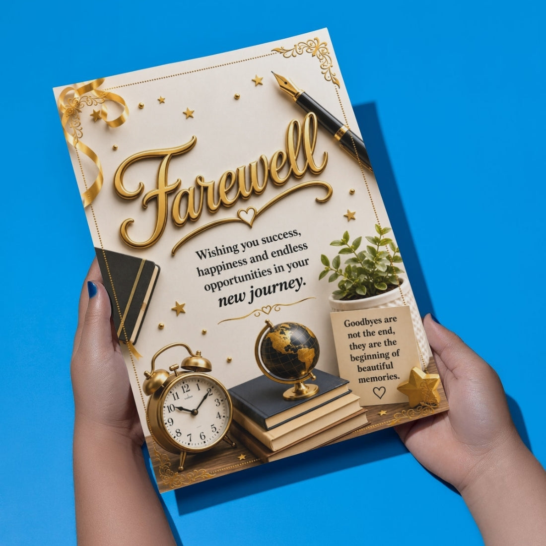 Farewell Greeting Card, Multiple Sizes, Printed on Photo Paper, Pre-Printed Wishes