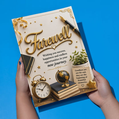 Farewell Greeting Card, Multiple Sizes, Printed on Photo Paper, Pre-Printed Wishes