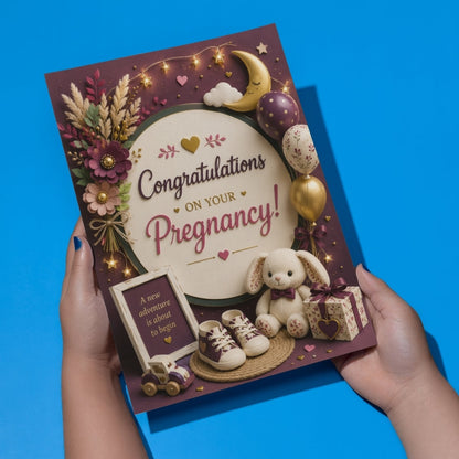 Pregnancy Congratulations Greeting Card, Multiple Sizes, Printed on Photo Paper, Pre-Printed Wishes