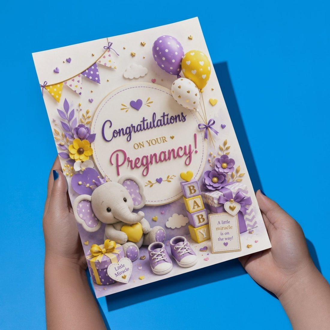Pregnancy Congratulations Greeting Card, Multiple Sizes, Printed on Photo Paper, Pre-Printed Wishes