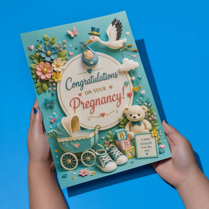 Pregnancy Congratulations Greeting Card, Multiple Sizes, Printed on Photo Paper, Pre-Printed Wishes