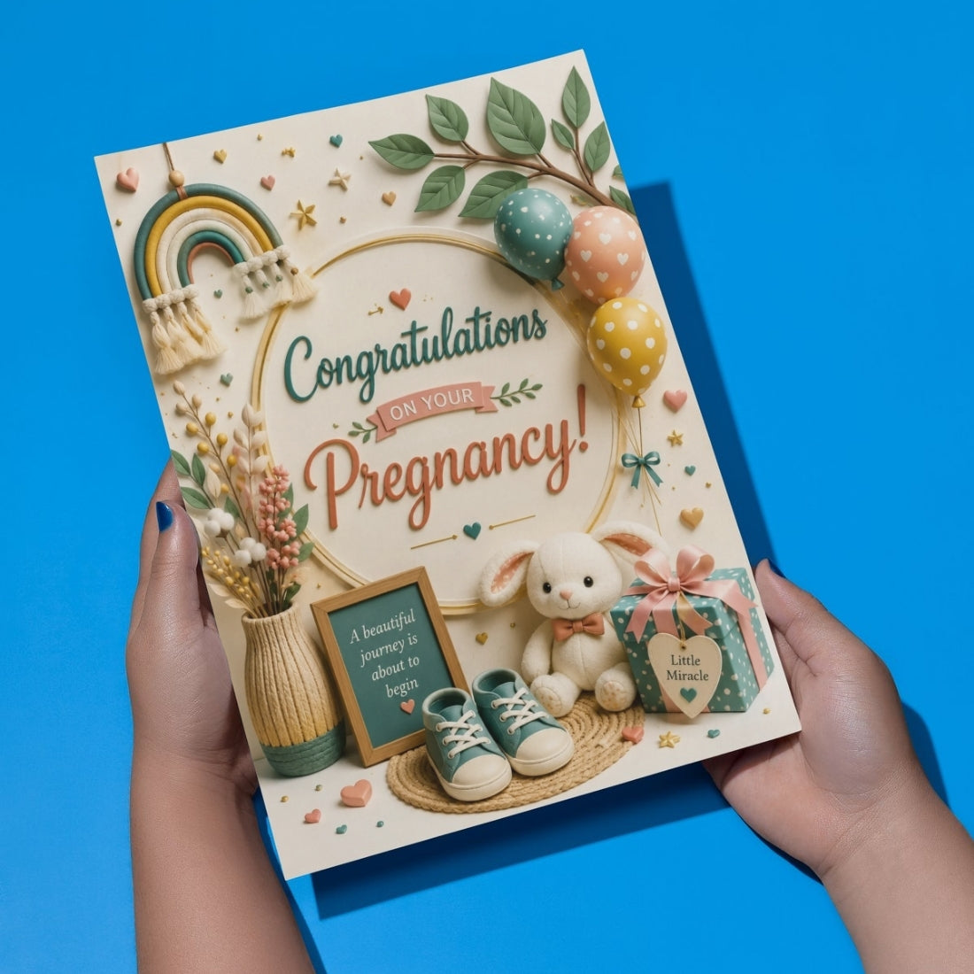 Pregnancy Congratulations Greeting Card, Multiple Sizes, Printed on Photo Paper, Pre-Printed Wishes