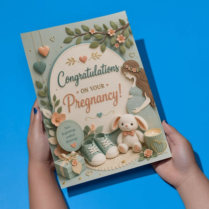 Pregnancy Congratulations Greeting Card, Multiple Sizes, Printed on Photo Paper, Pre-Printed Wishes