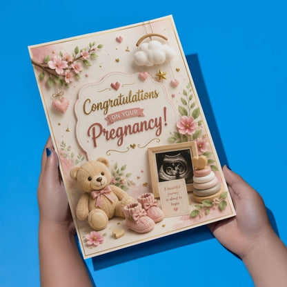 Pregnancy Congratulations Greeting Card, Multiple Sizes, Printed on Photo Paper, Pre-Printed Wishes