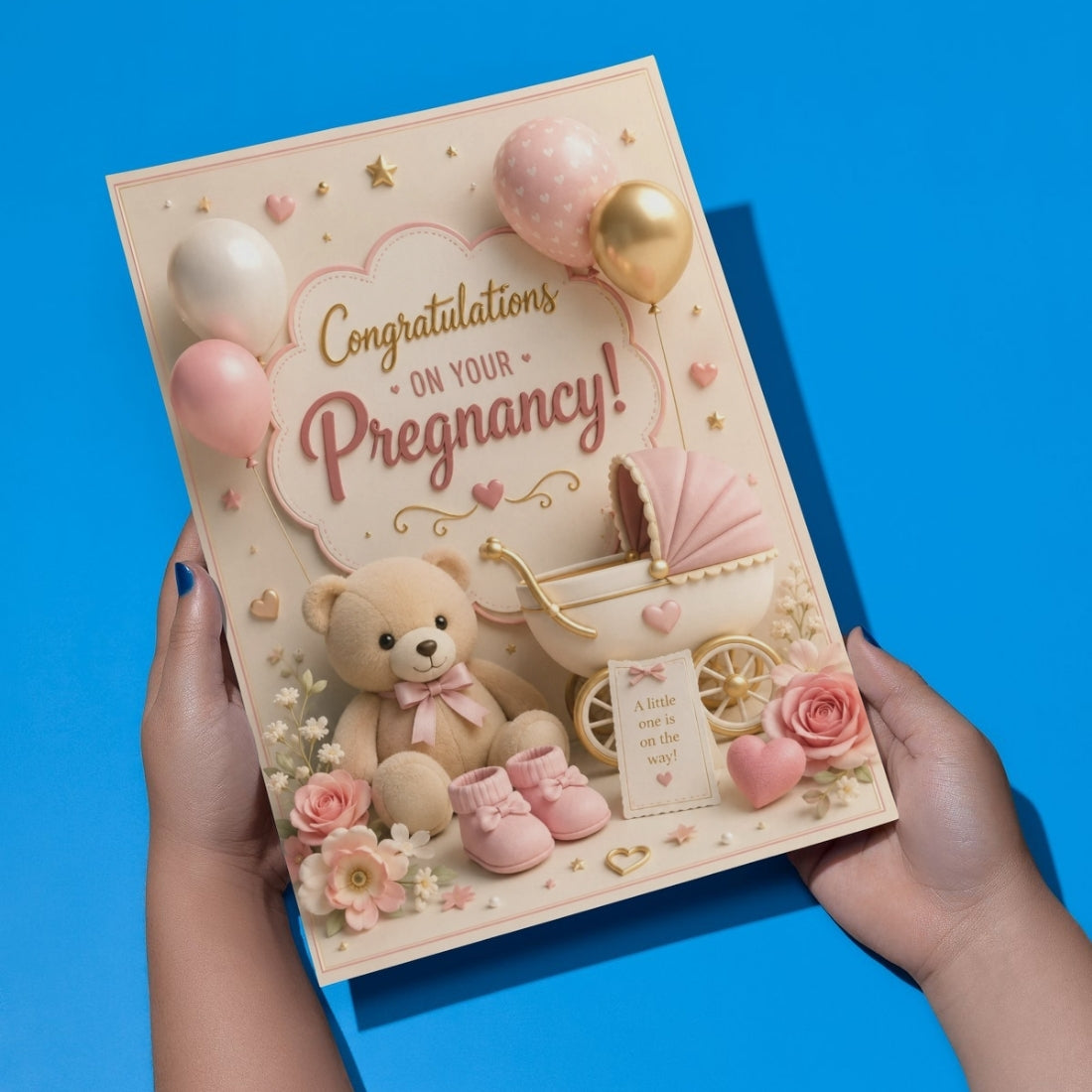 Pregnancy Congratulations Greeting Card, Multiple Sizes, Printed on Photo Paper, Pre-Printed Wishes