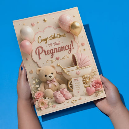 Pregnancy Congratulations Greeting Card, Multiple Sizes, Printed on Photo Paper, Pre-Printed Wishes