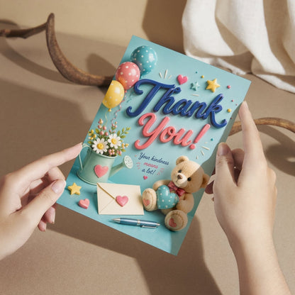 Thank You Greeting Card, Multiple Sizes, Printed on Photo Paper