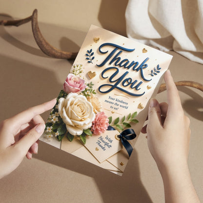Thank You Greeting Card, Multiple Sizes, Printed on Photo Paper