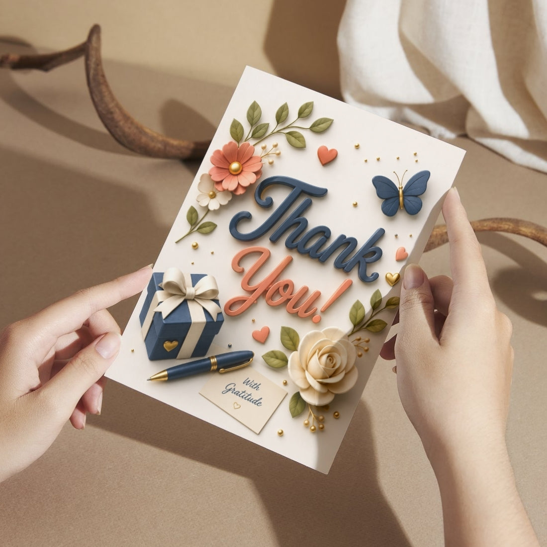 Thank You Greeting Card, Multiple Sizes, Printed on Photo Paper