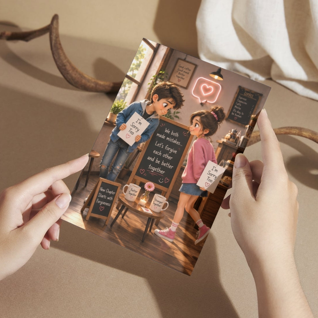 Mutual Sorry Greeting Card for Couples, Multiple Sizes, Printed on Photo Paper