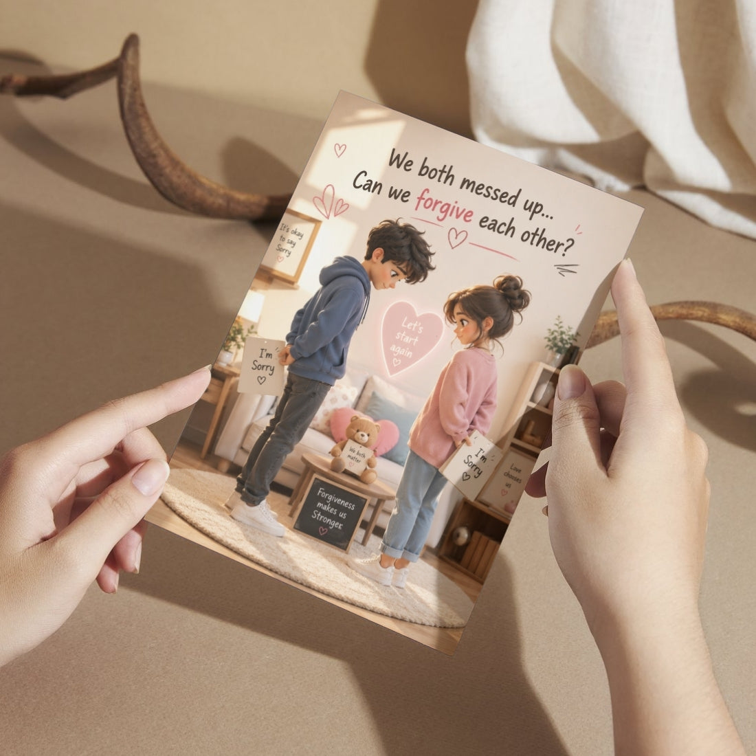 Mutual Sorry Greeting Card for Couples, Multiple Sizes, Printed on Photo Paper
