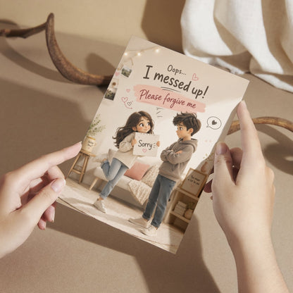 Sorry Greeting Card for Him, Multiple Sizes, Printed on Photo Paper