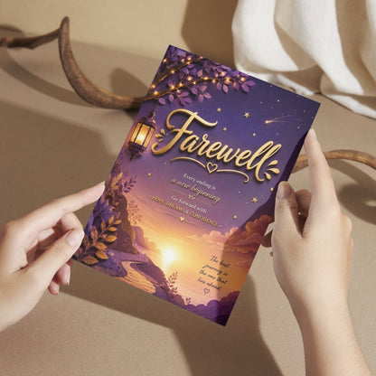 Farewell Greeting Card, Multiple Sizes, Printed on Photo Paper, Pre-Printed Wishes