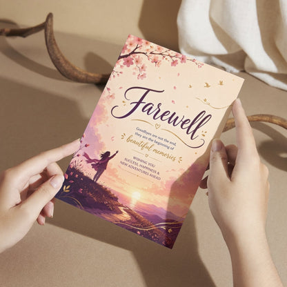 Farewell Greeting Card, Multiple Sizes, Printed on Photo Paper, Pre-Printed Wishes