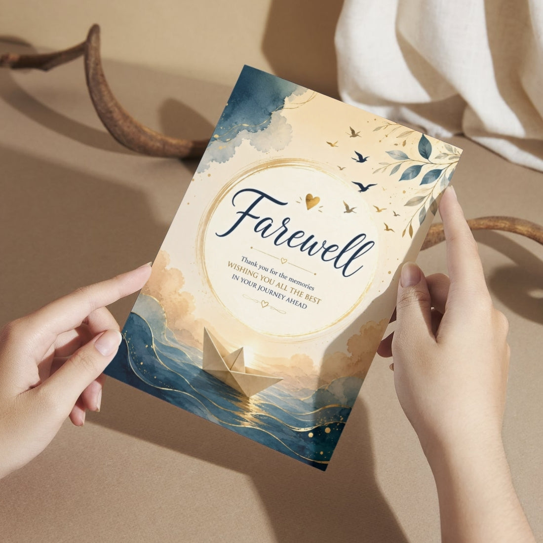 Farewell Greeting Card, Multiple Sizes, Printed on Photo Paper, Pre-Printed Wishes