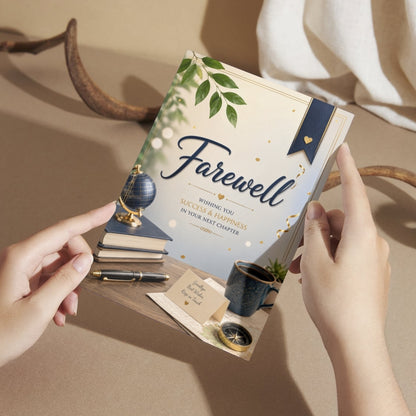 Farewell Greeting Card, Multiple Sizes, Printed on Photo Paper, Pre-Printed Wishes