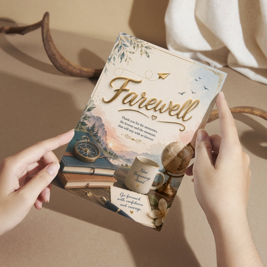 Farewell Greeting Card, Multiple Sizes, Printed on Photo Paper, Pre-Printed Wishes