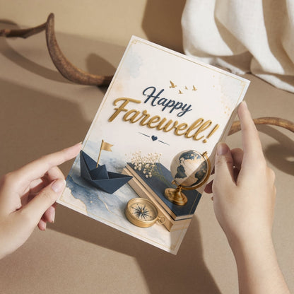 Farewell Greeting Card, Multiple Sizes, Printed on Photo Paper, Pre-Printed Wishes