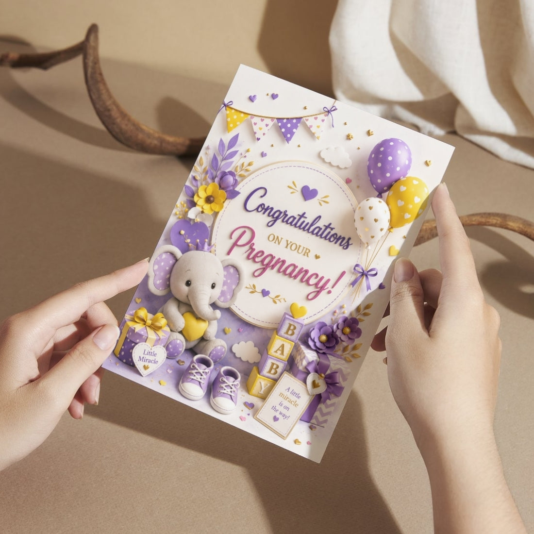 Pregnancy Congratulations Greeting Card, Multiple Sizes, Printed on Photo Paper, Pre-Printed Wishes