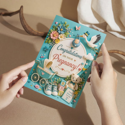 Pregnancy Congratulations Greeting Card, Multiple Sizes, Printed on Photo Paper, Pre-Printed Wishes