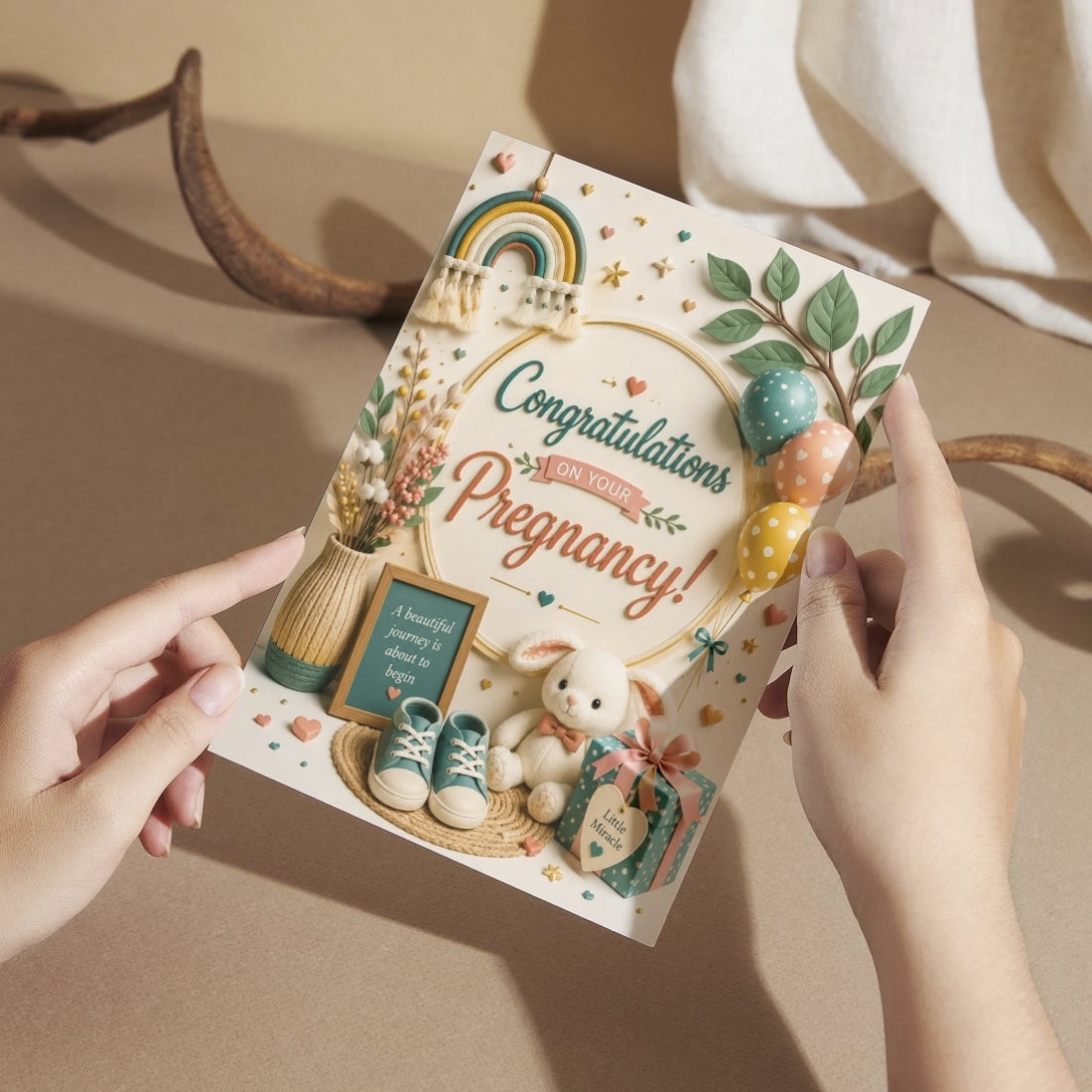 Pregnancy Congratulations Greeting Card, Multiple Sizes, Printed on Photo Paper, Pre-Printed Wishes