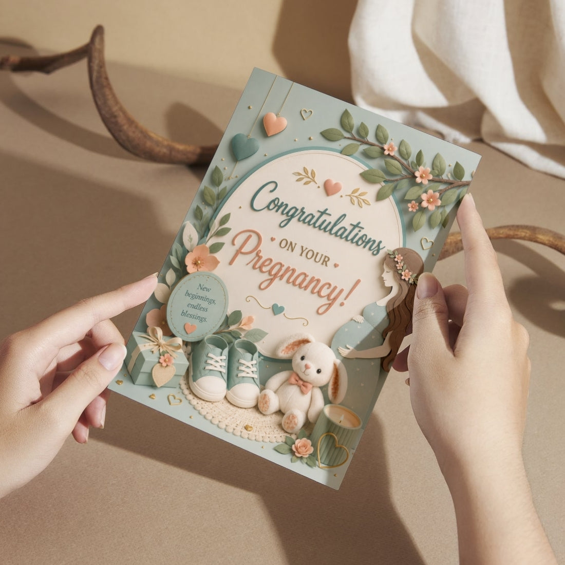 Pregnancy Congratulations Greeting Card, Multiple Sizes, Printed on Photo Paper, Pre-Printed Wishes