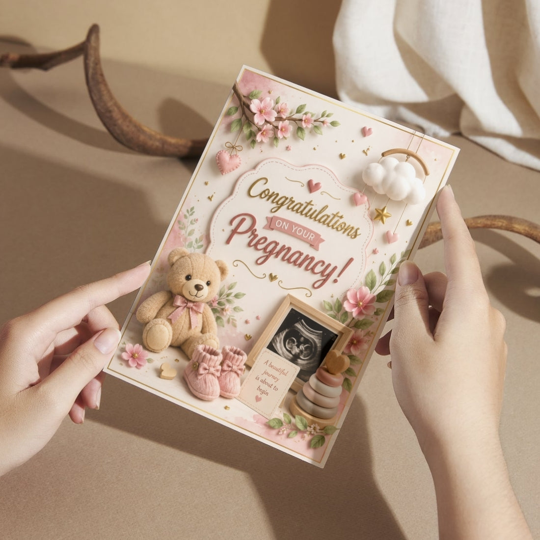 Pregnancy Congratulations Greeting Card, Multiple Sizes, Printed on Photo Paper, Pre-Printed Wishes