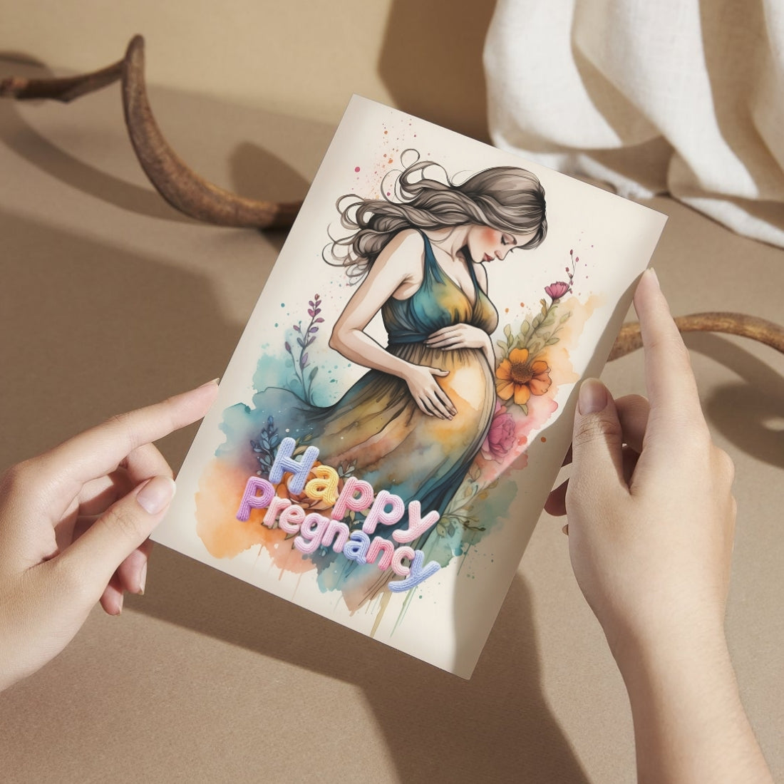 Pregnancy Congratulations Greeting Card, Multiple Sizes, Printed on Photo Paper, Pre-Printed Wishes