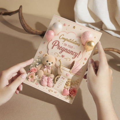Pregnancy Congratulations Greeting Card, Multiple Sizes, Printed on Photo Paper, Pre-Printed Wishes