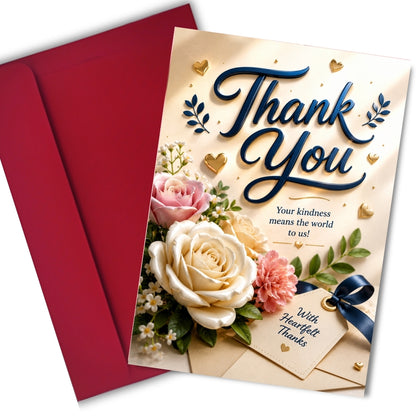 Thank You Greeting Card, Multiple Sizes, Printed on Photo Paper