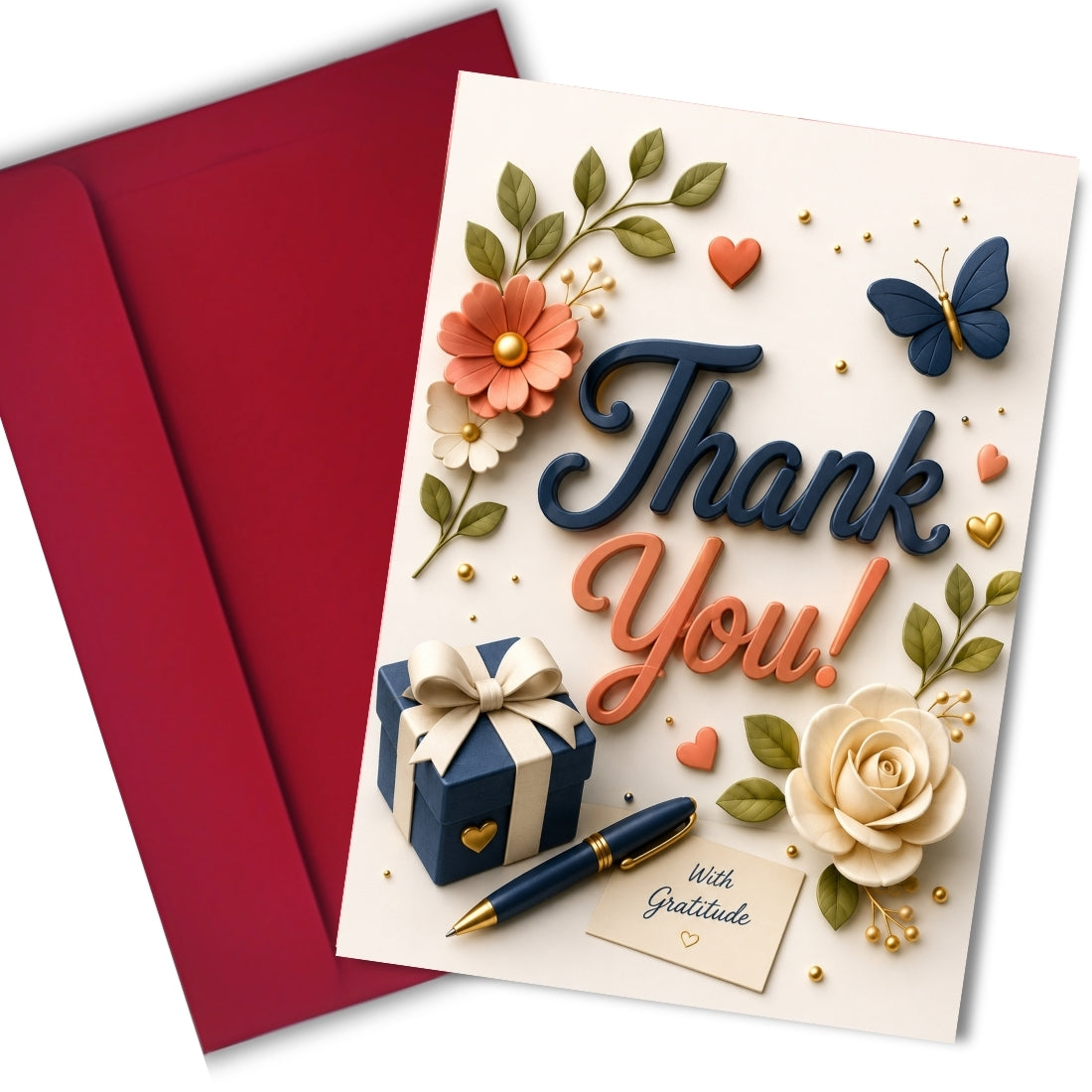 Thank You Greeting Card, Multiple Sizes, Printed on Photo Paper