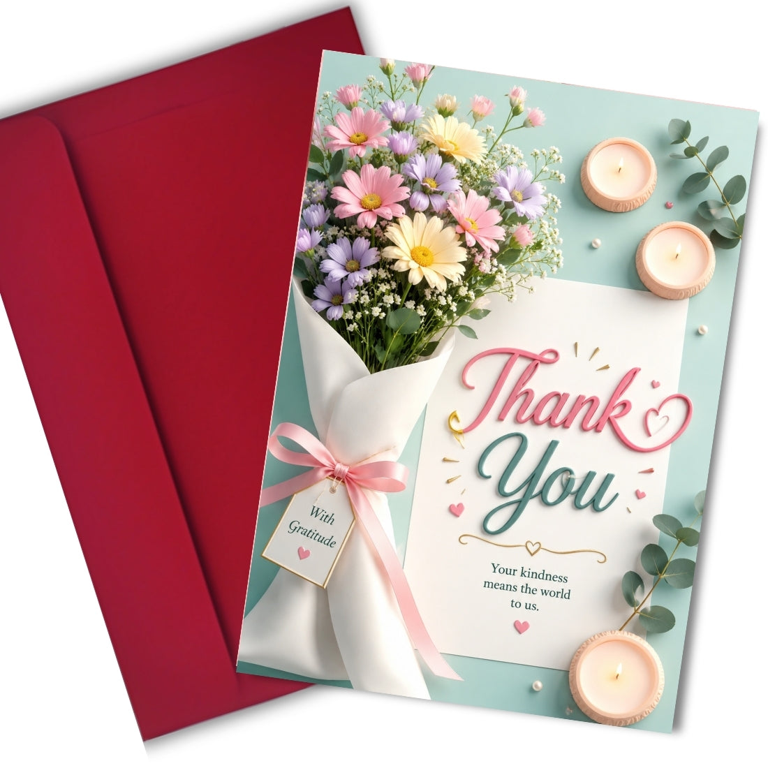 Thank You Greeting Card, Multiple Sizes, Printed on Photo Paper