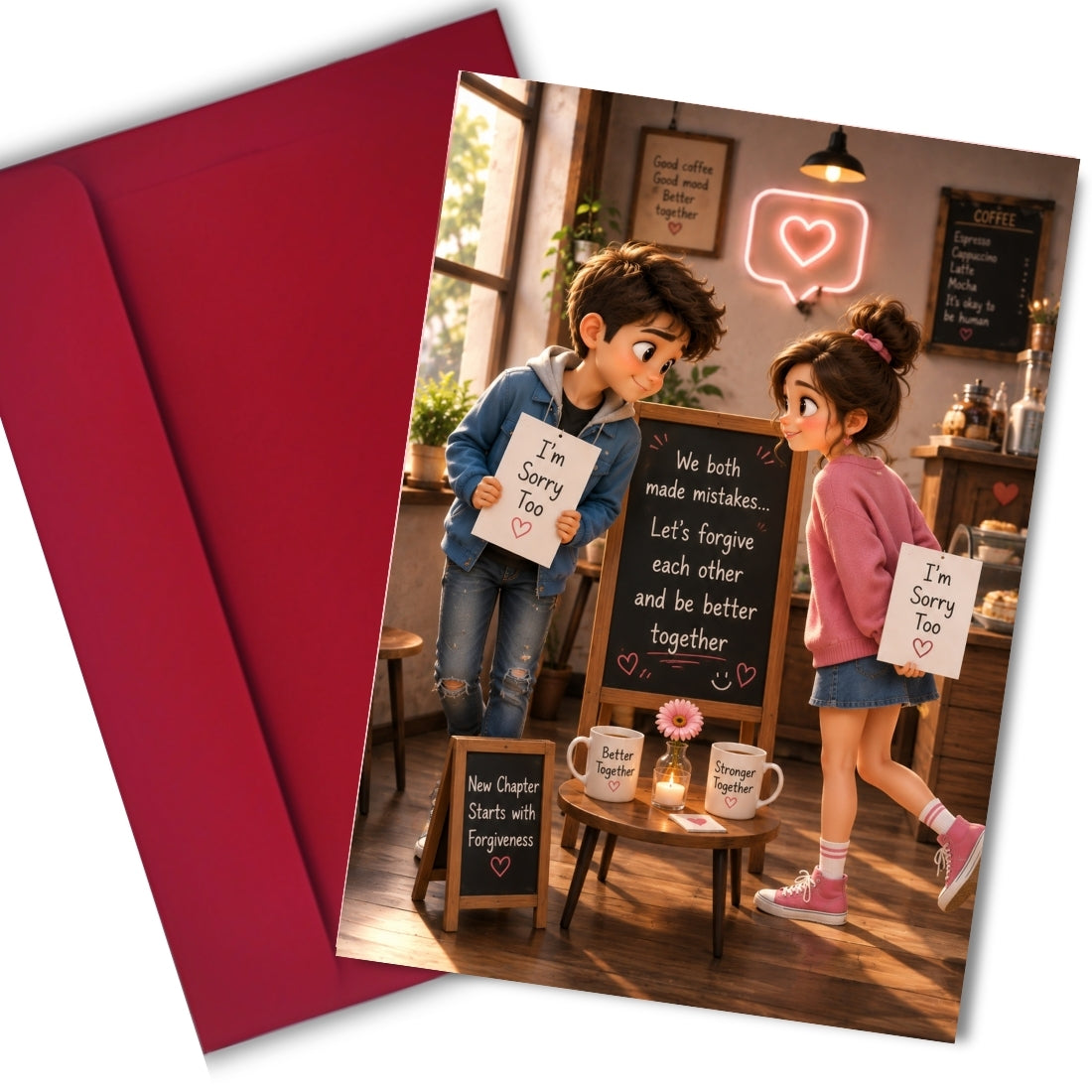 Mutual Sorry Greeting Card for Couples, Multiple Sizes, Printed on Photo Paper
