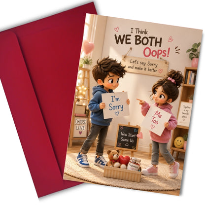 Mutual Sorry Greeting Card for Couples, Multiple Sizes, Printed on Photo Paper