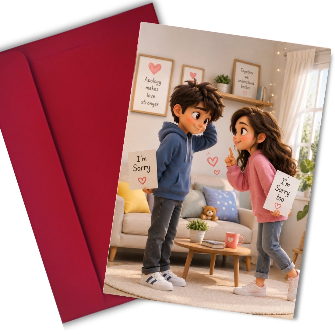 Mutual Sorry Greeting Card for Couples, Multiple Sizes, Printed on Photo Paper