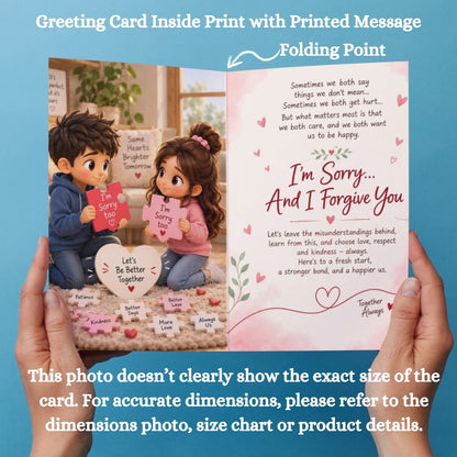 Mutual Sorry Greeting Card for Couples, Multiple Sizes, Printed on Photo Paper