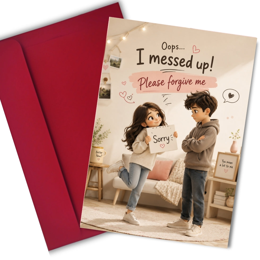 Sorry Greeting Card for Him, Multiple Sizes, Printed on Photo Paper