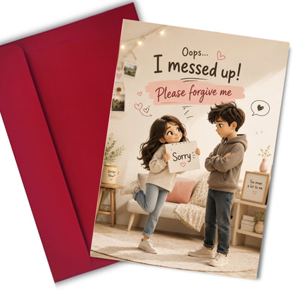 Sorry Greeting Card for Him, Multiple Sizes, Printed on Photo Paper
