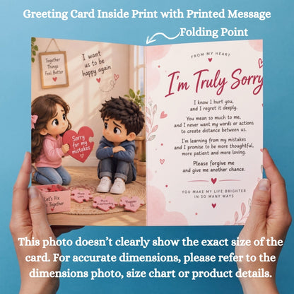 Sorry Greeting Card for Him, Multiple Sizes, Printed on Photo Paper