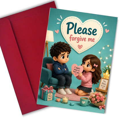 Sorry Greeting Card for Him, Multiple Sizes, Printed on Photo Paper
